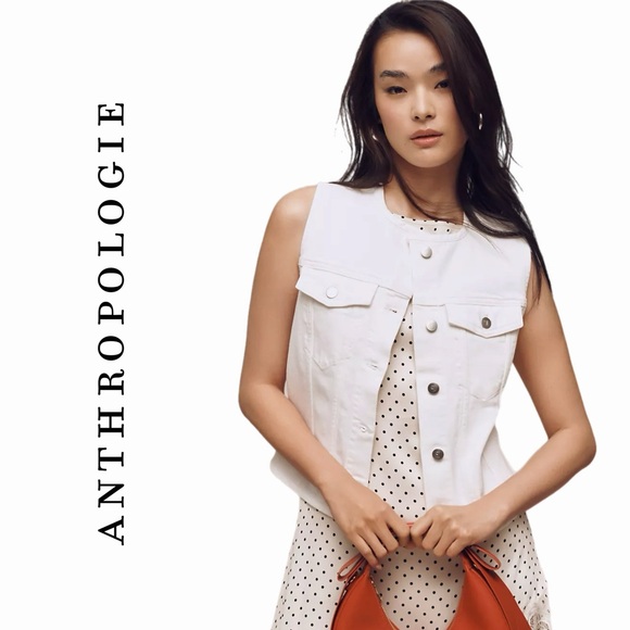 Anthropologie Pilcro Collarless Denim Vest XL - Picture 1 of 11